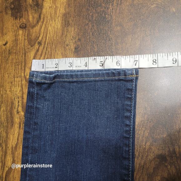 Eddie Bauer Jeans 12 Slightly Curvy Straight Mid Rise Dark Wash Stretch Denim - Picture 10 of 12